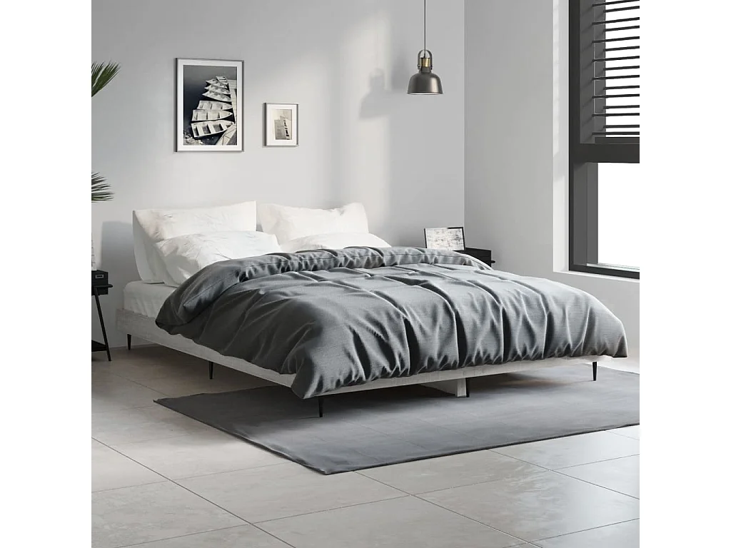 Lit-140x190 cm sonoma gris bois d'ingénierie EGGB49829