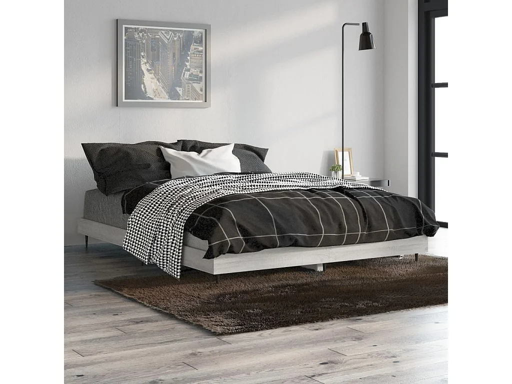 Lit-140x190 cm sonoma gris bois d'ingénierie EGGB49829