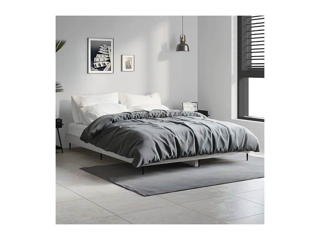 Lit-140x190 cm sonoma gris bois d'ingénierie EGGB49829