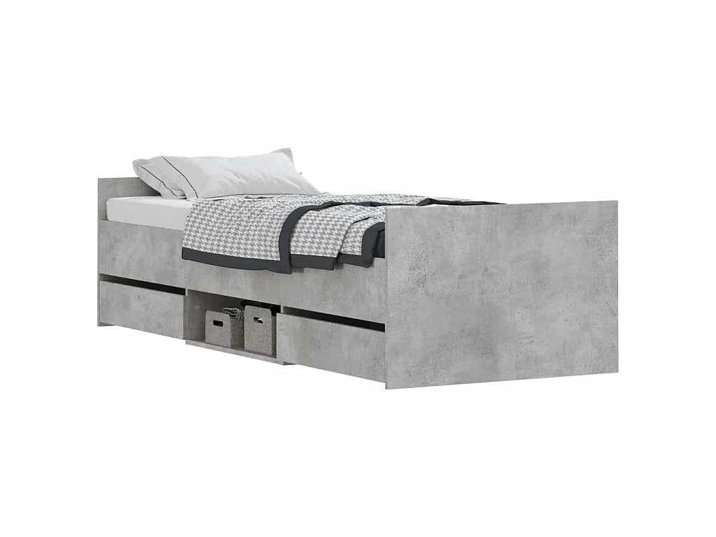 Bedframe met hoofd- en voeteneinde betongrijs 75x190 cm NL56877