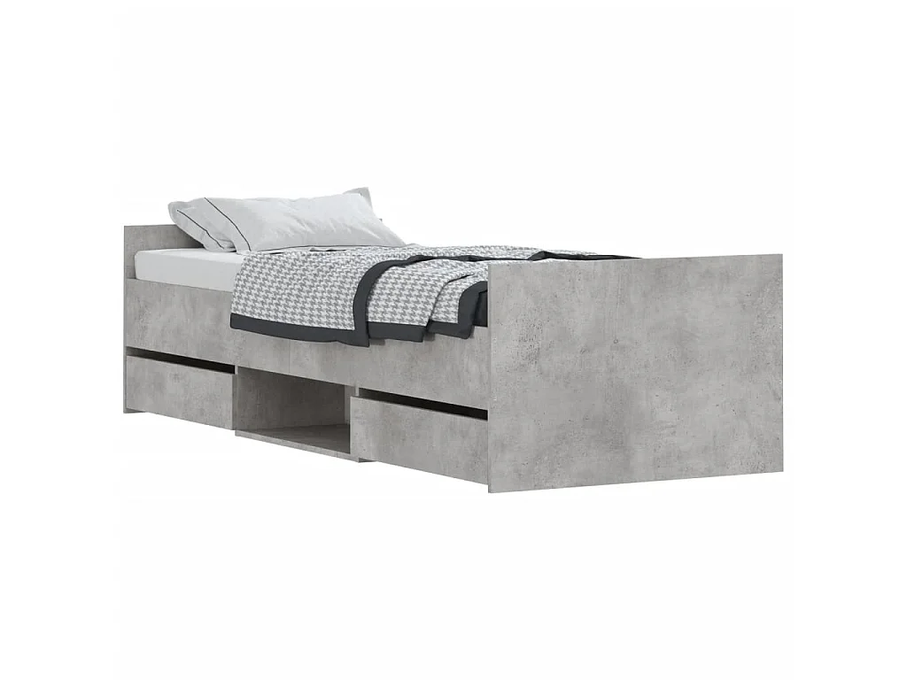 Lit-75x190 cm tête de lit et pied de lit gris béton EGGB84138