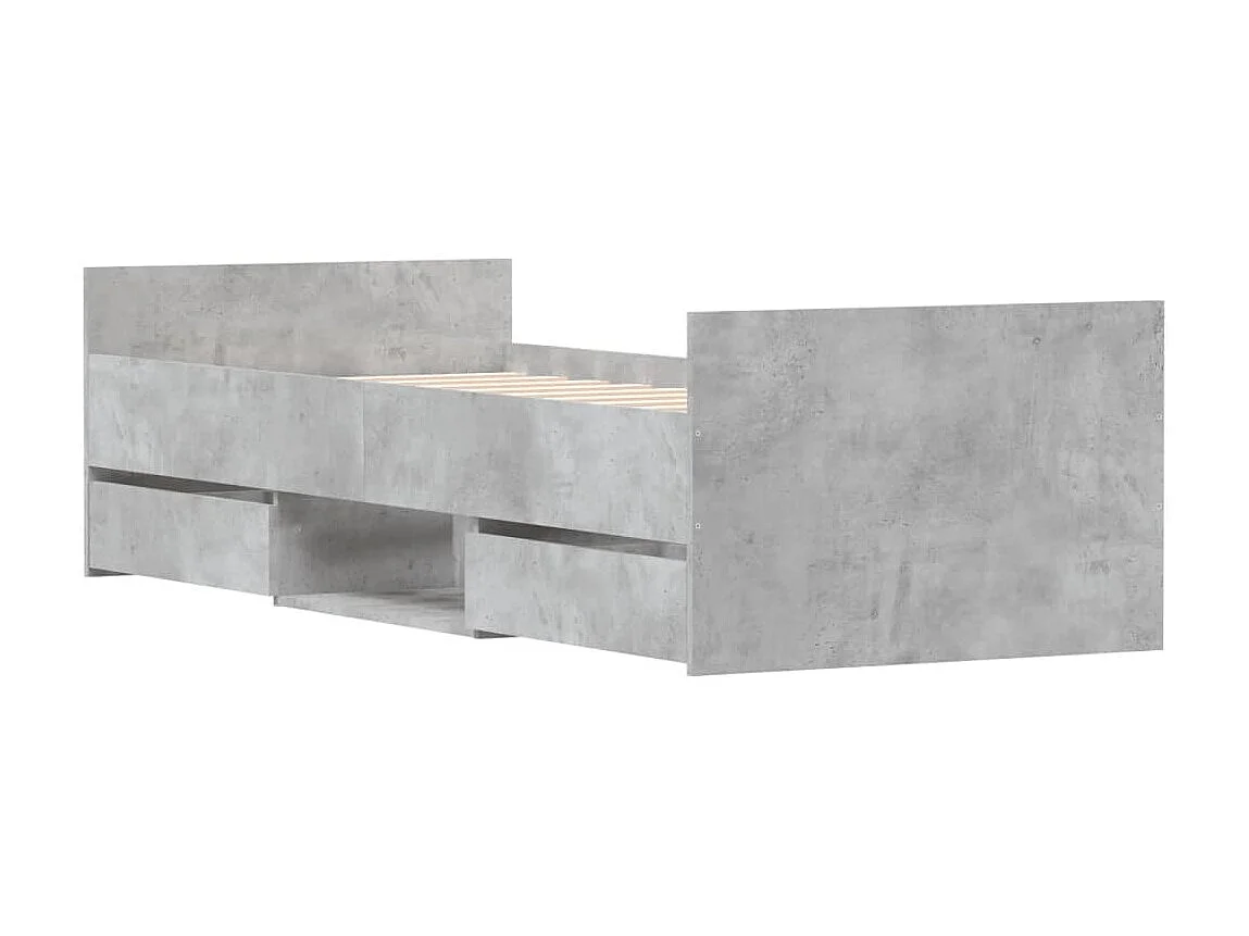 Lit-75x190 cm tête de lit et pied de lit gris béton EGGB84138