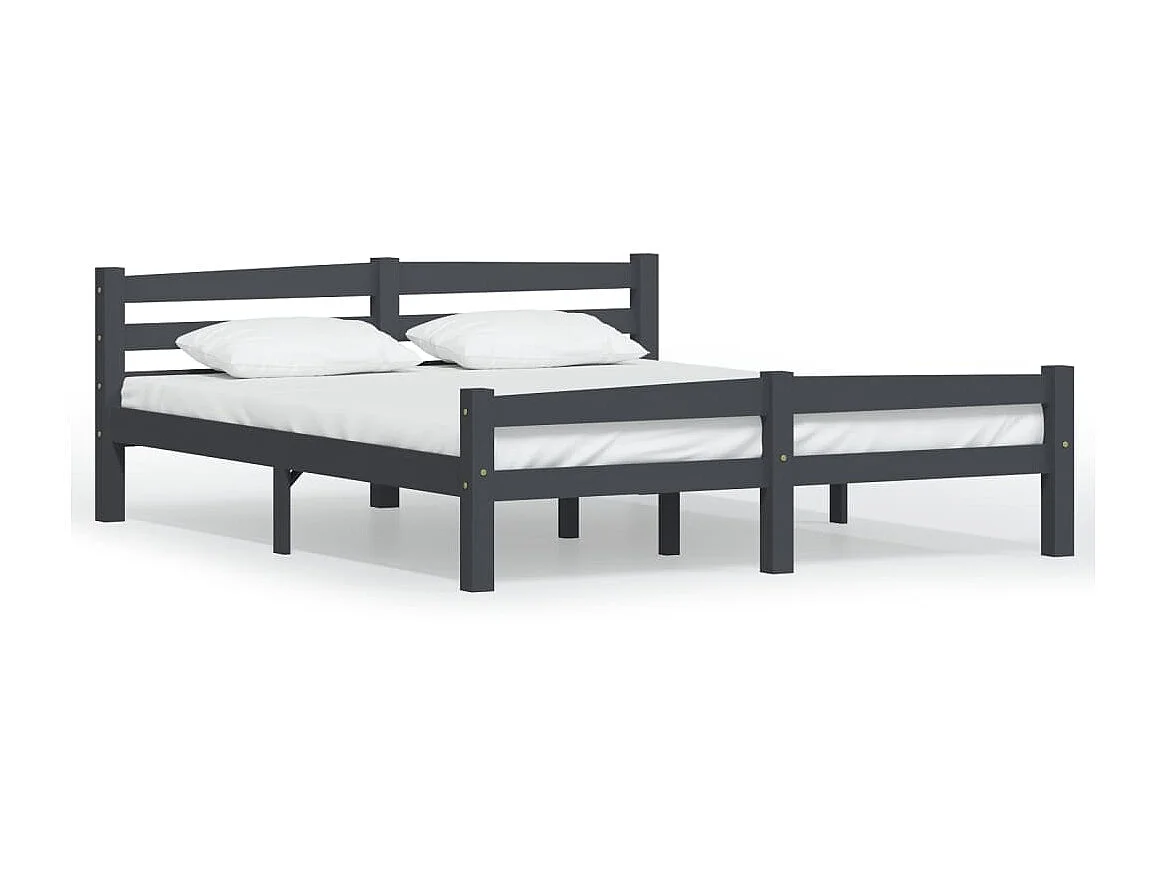 Cama 160x200 cm pinho maciço cinzento-escuro PT261567