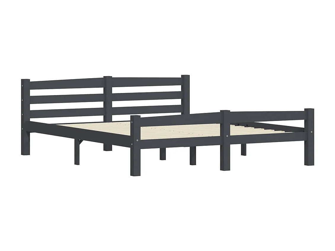Cama 160x200 cm pinho maciço cinzento-escuro PT261567