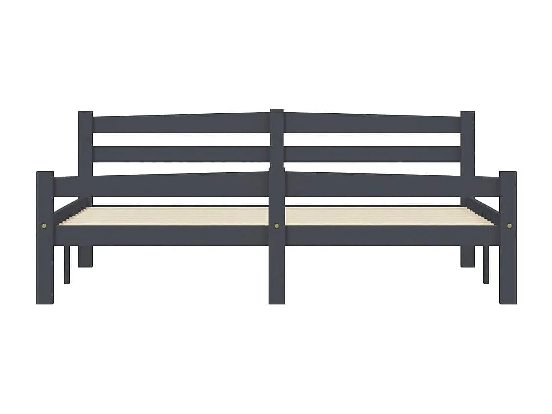 Cama 160x200 cm pinho maciço cinzento-escuro PT261567
