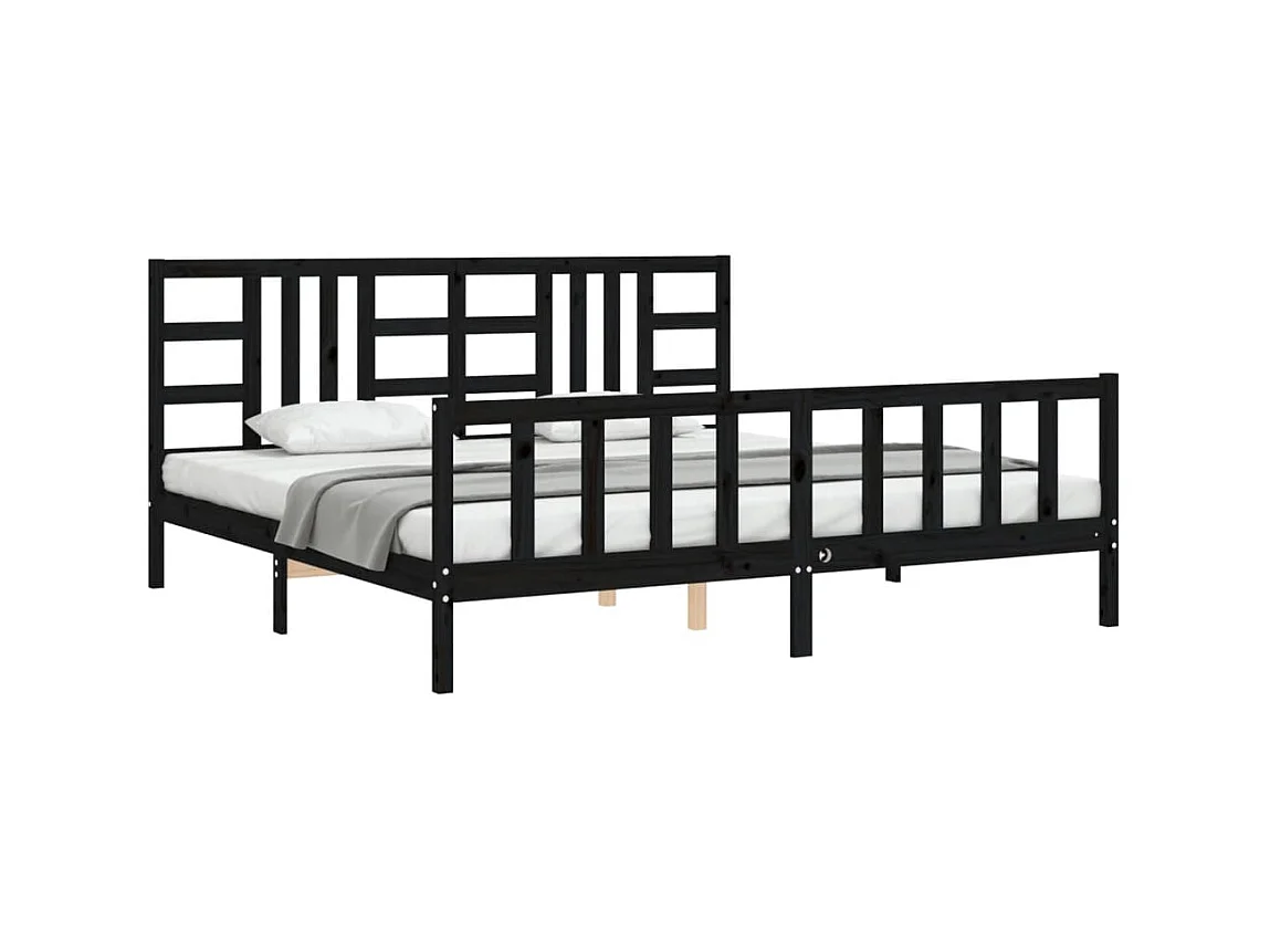 Cama com cabeceira 200x200 cm madeira maciça preto PT284875