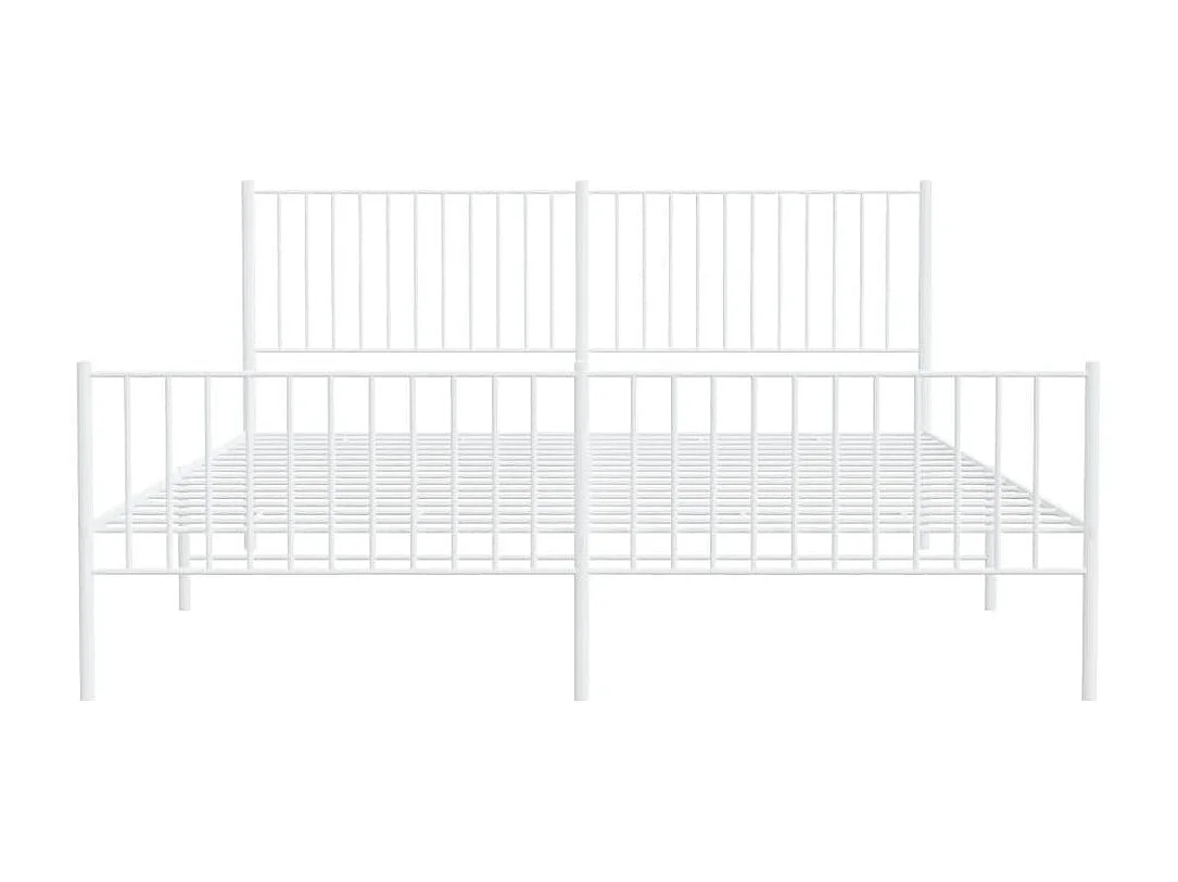 Cama com cabeceira e pés 183x213 cm metal branco PT644397