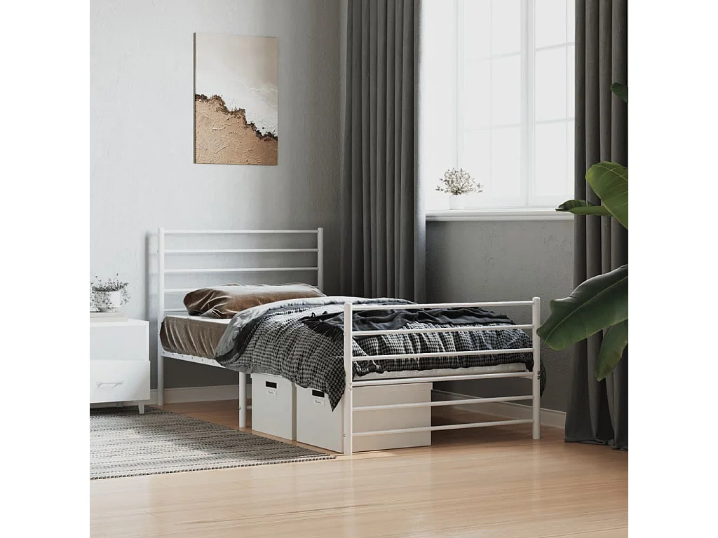 Bedframe met hoofd- en voeteneinde metaal wit 90x200 cm NL93093