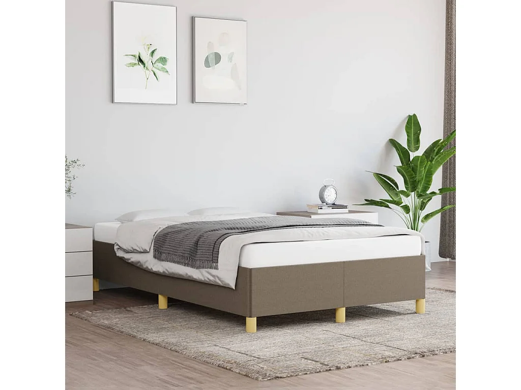 Cama 120x200 cm tecido cinza-acastanhado PT755644