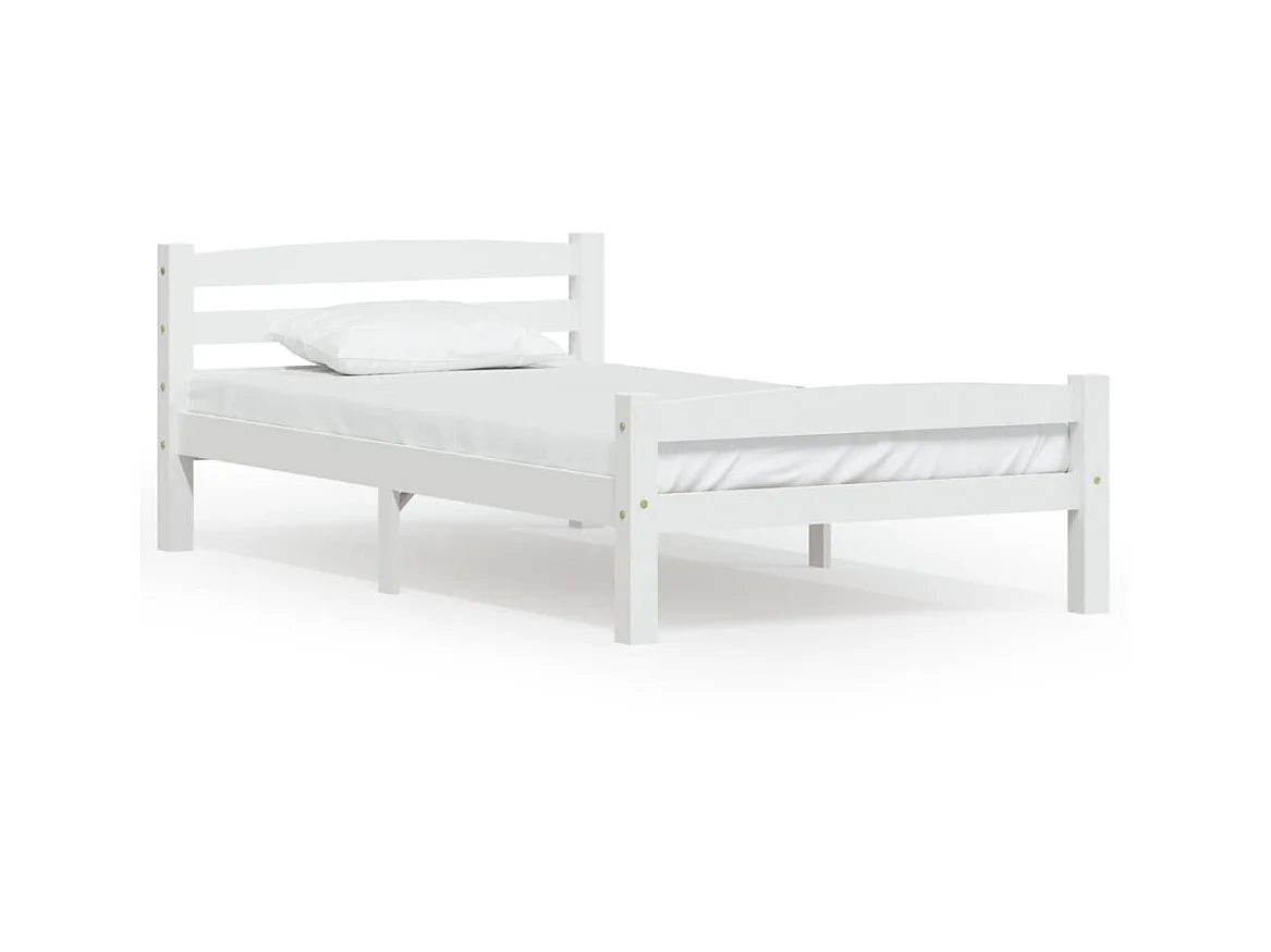 Lit-100x200 cm Blanc Bois de pin massif EGGB33842