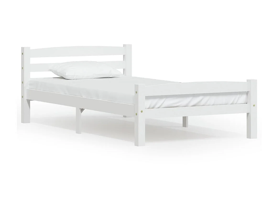 Lit-100x200 cm Blanc Bois de pin massif EGGB33842