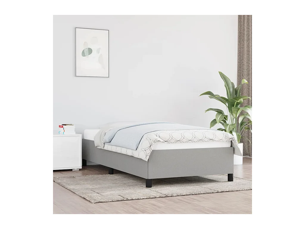 Lit-90x190 cm Gris clair Tissu EGGB96415