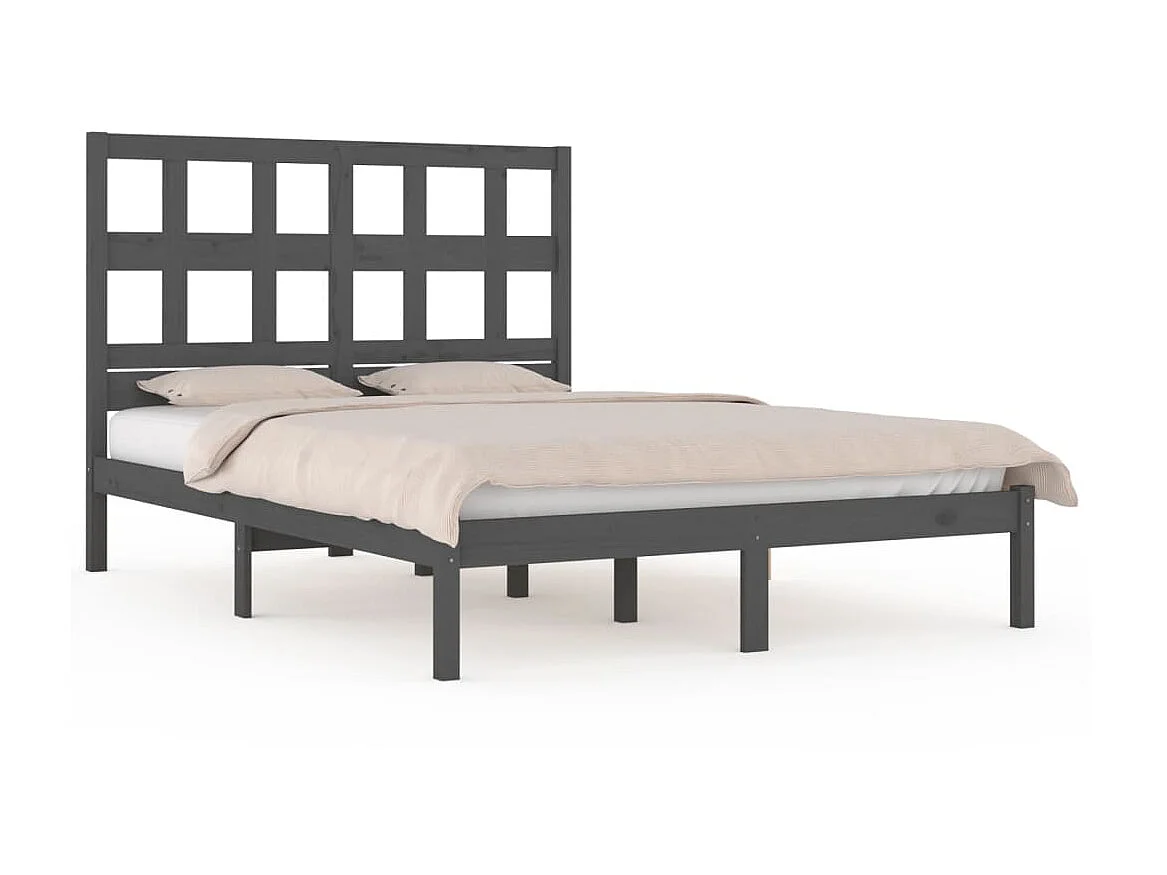 Lit-200x200 cm Gris Bois de pin massif EGGB83021