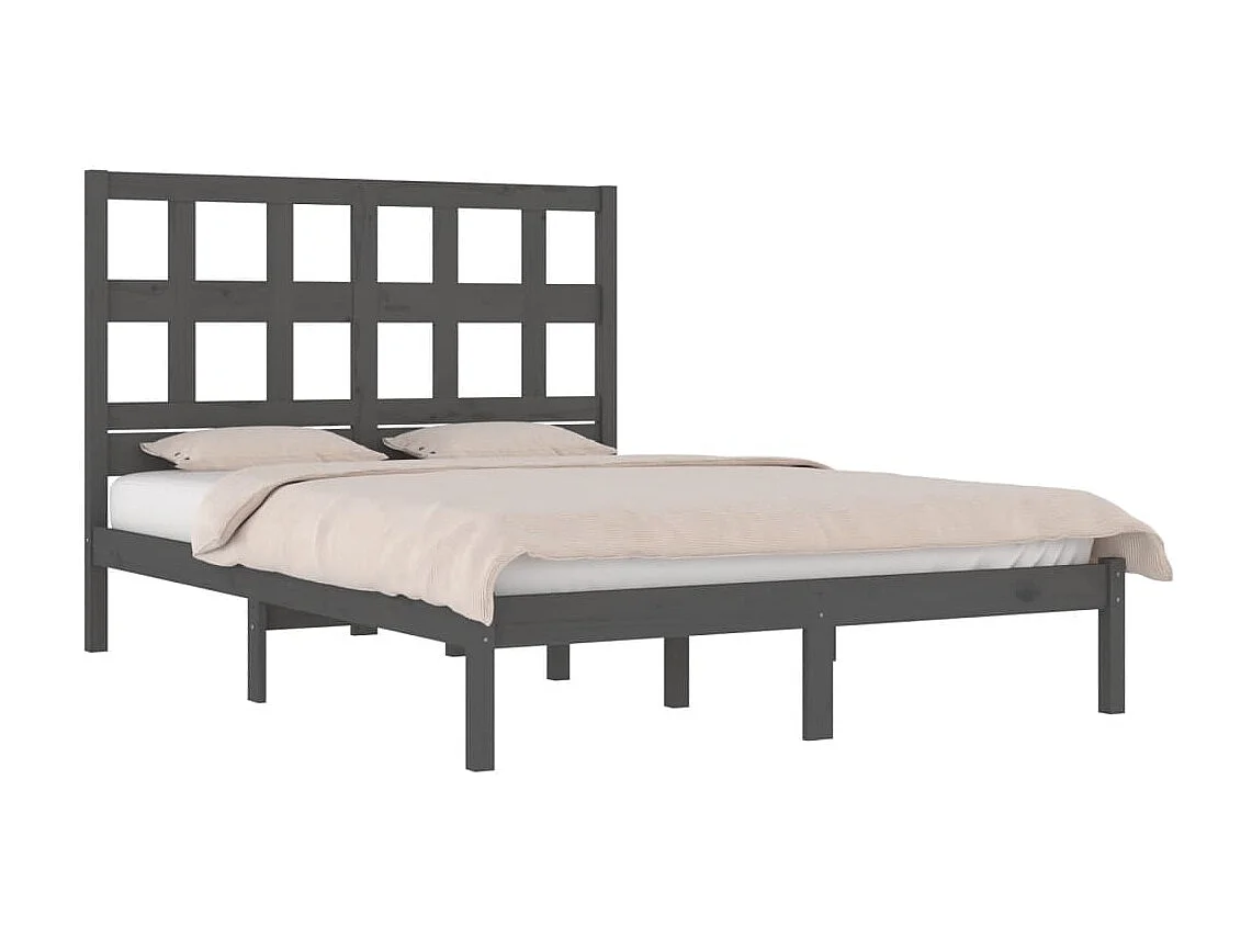 Lit-200x200 cm Gris Bois de pin massif EGGB83021