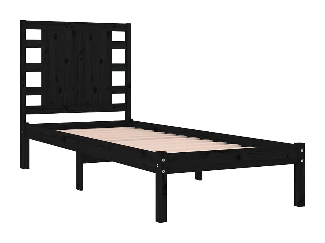 Bedframe massief hout zwart 75x190 cm NL18675