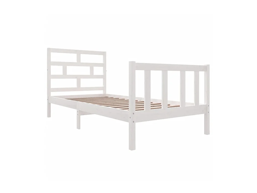 Lit-90x190 cm Blanc Bois de pin massif Simple EGGB46904