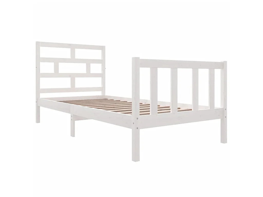Lit-90x190 cm Blanc Bois de pin massif Simple EGGB46904