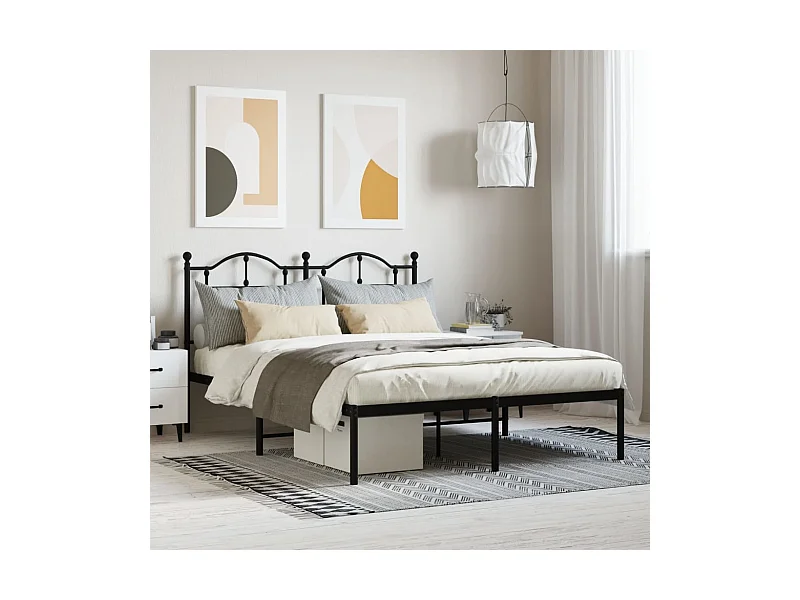 Cama com cabeceira 140x200 cm metal preto PT160628