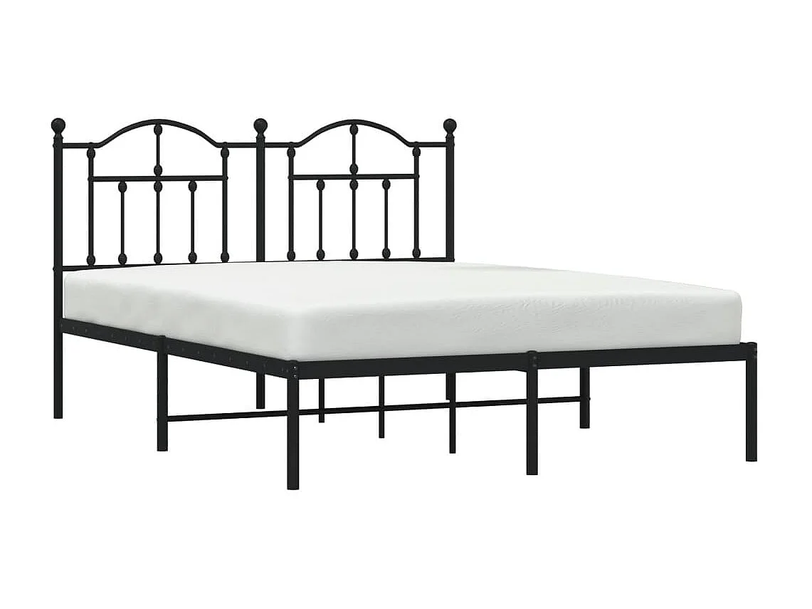 Lit-140x200 cm métal avec tête de lit noir EGGB39956