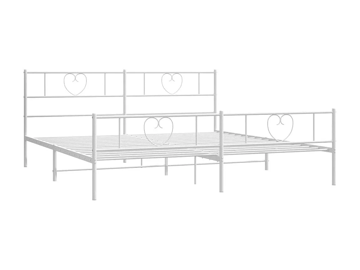 Lit-183x213 cm métal avec tête de lit/pied de lit blanc EGGB42699