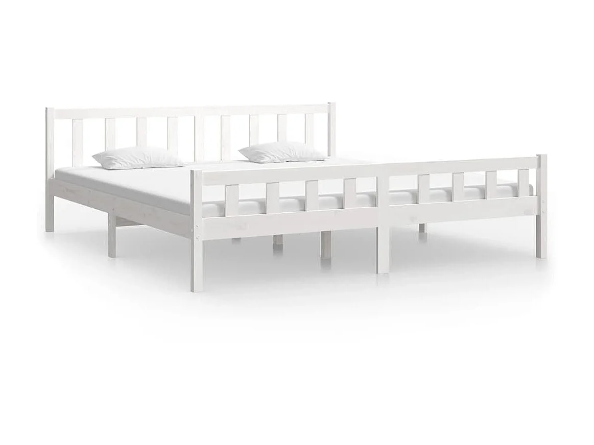 Cama 160x200 cm madeira maciça branco PT144350