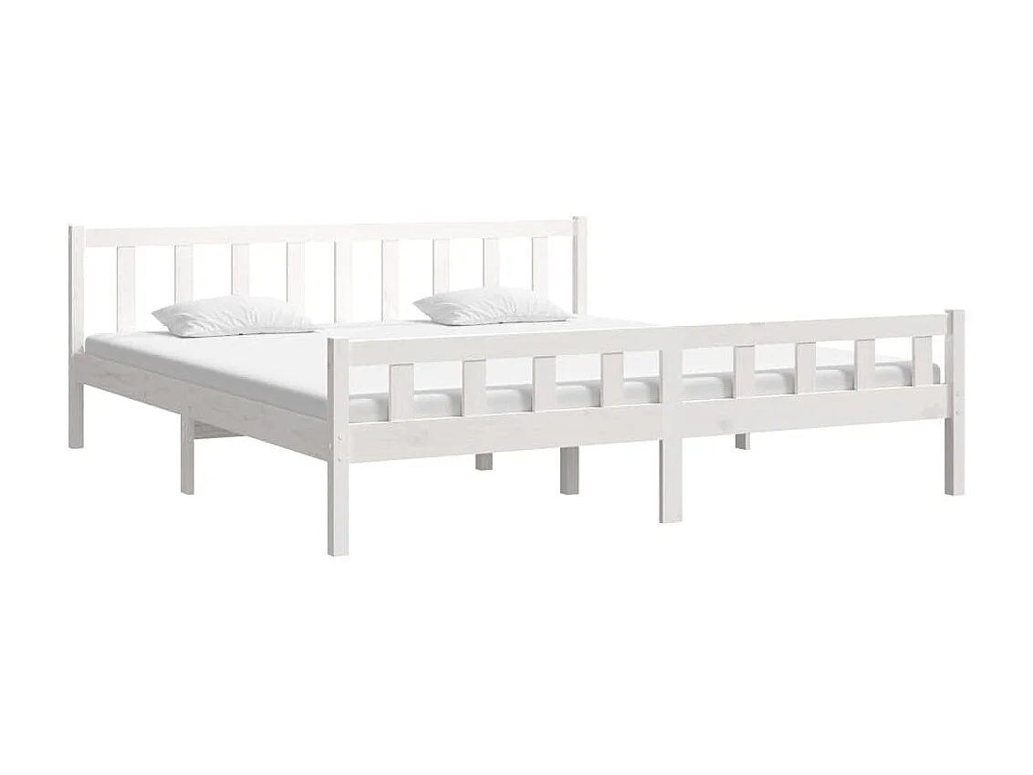 Cama 160x200 cm madeira maciça branco PT144350