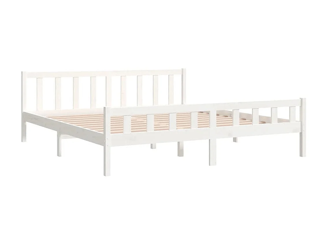 Cama 160x200 cm madeira maciça branco PT144350