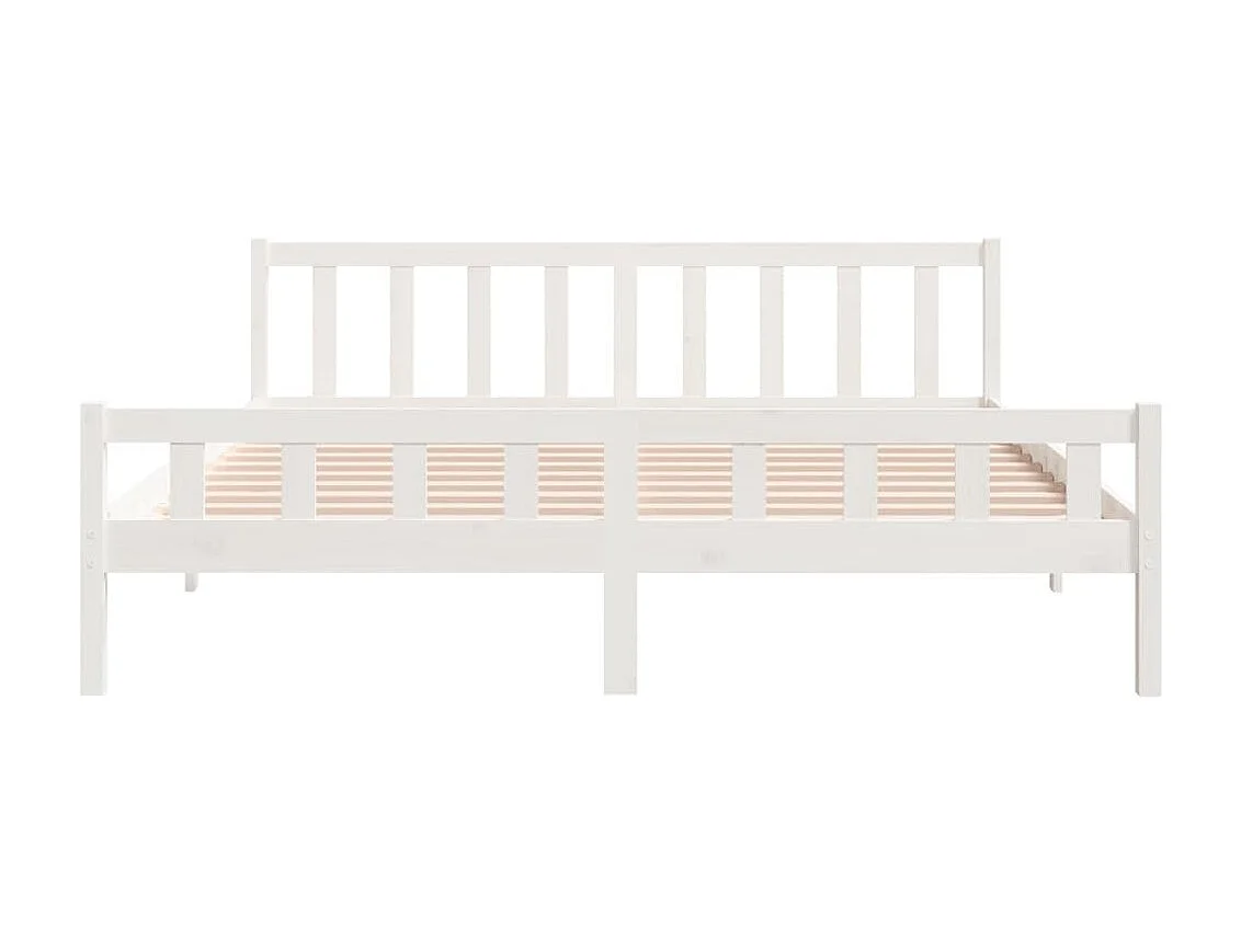 Cama 160x200 cm madeira maciça branco PT144350