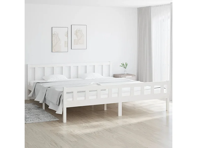 Cama 160x200 cm madeira maciça branco PT144350