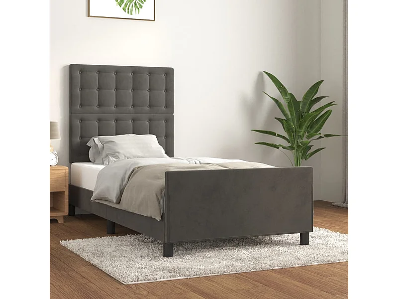 Bedframe met hoofdeinde fluweel donkergrijs 100x200 cm NL52452