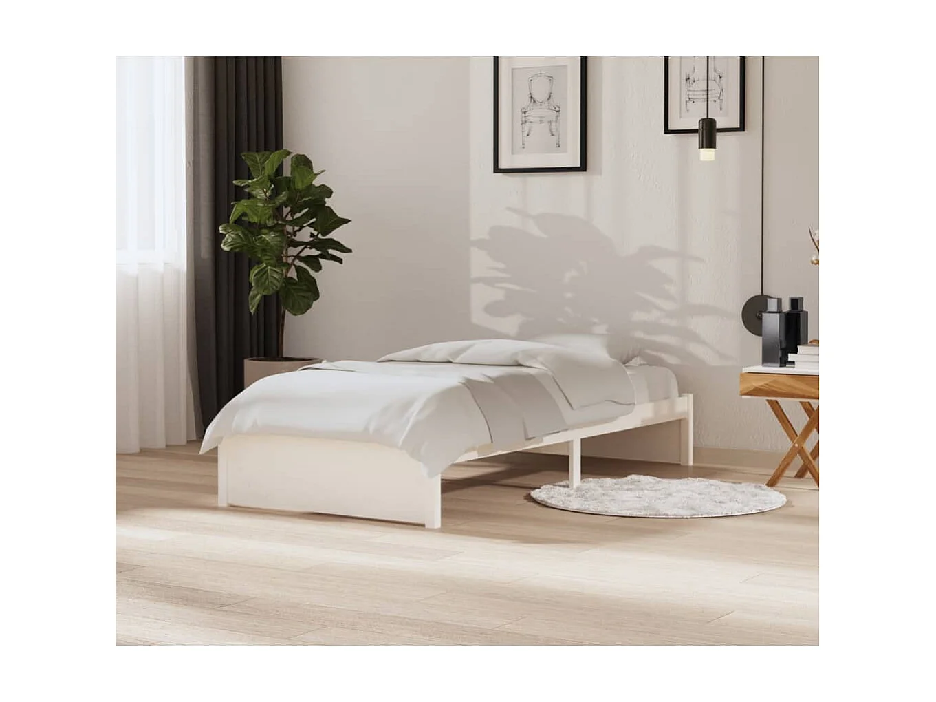 Lit-90x200 cm Blanc Bois massif EGGB49477