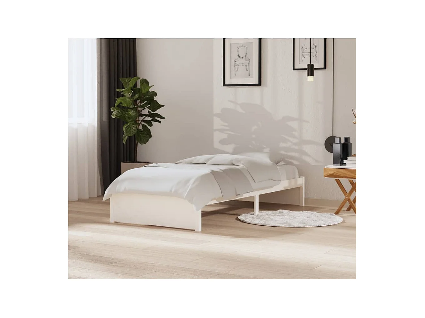 Lit-90x200 cm Blanc Bois massif EGGB49477