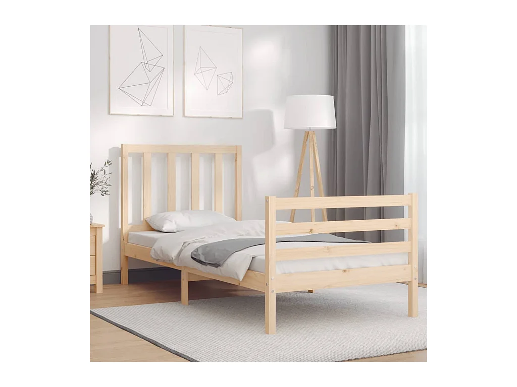 Lit-90x200 cm avec tête de lit bois massif EGGB30667