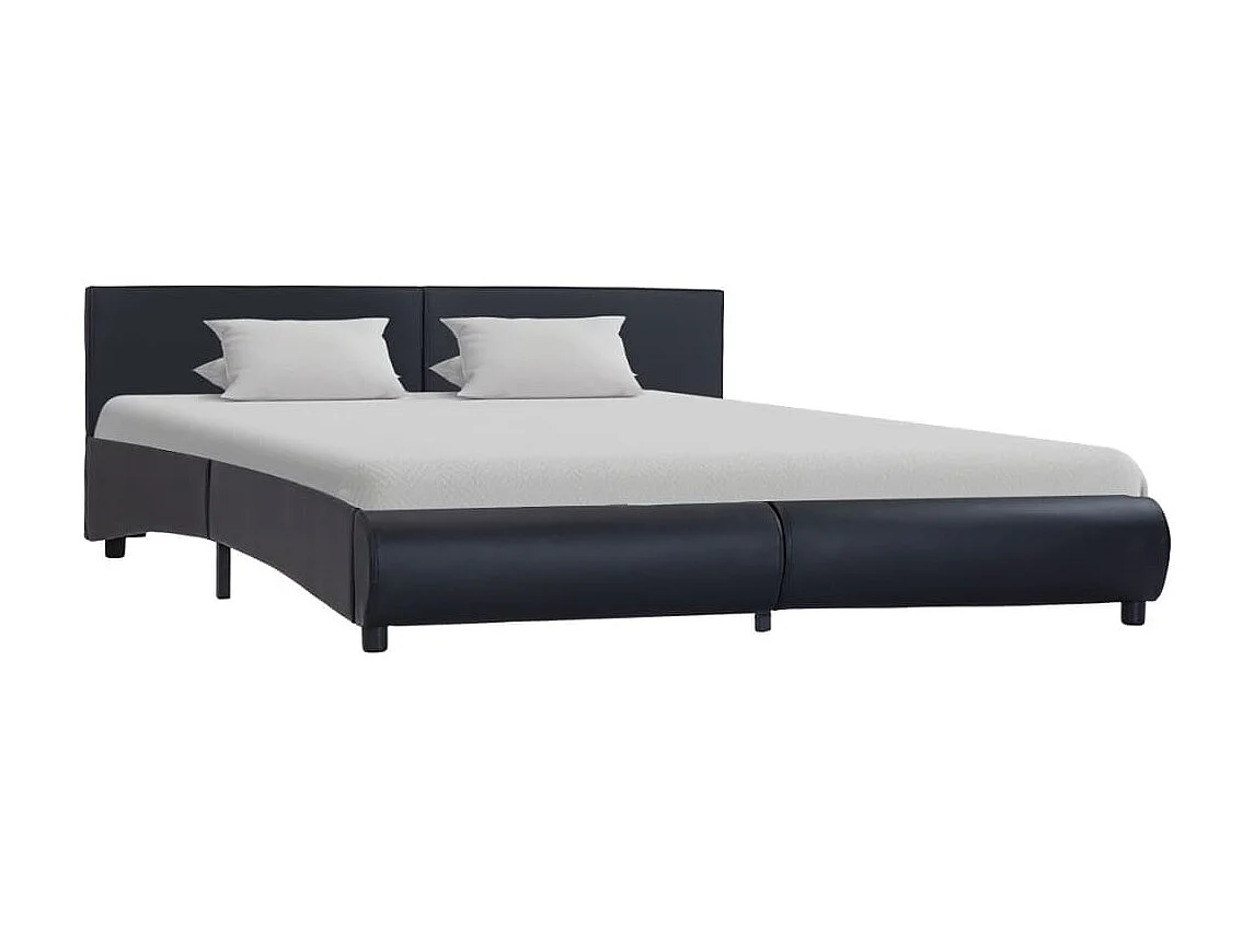 Lit-180x200 cm avec LED Noir Similicuir EGGB65267