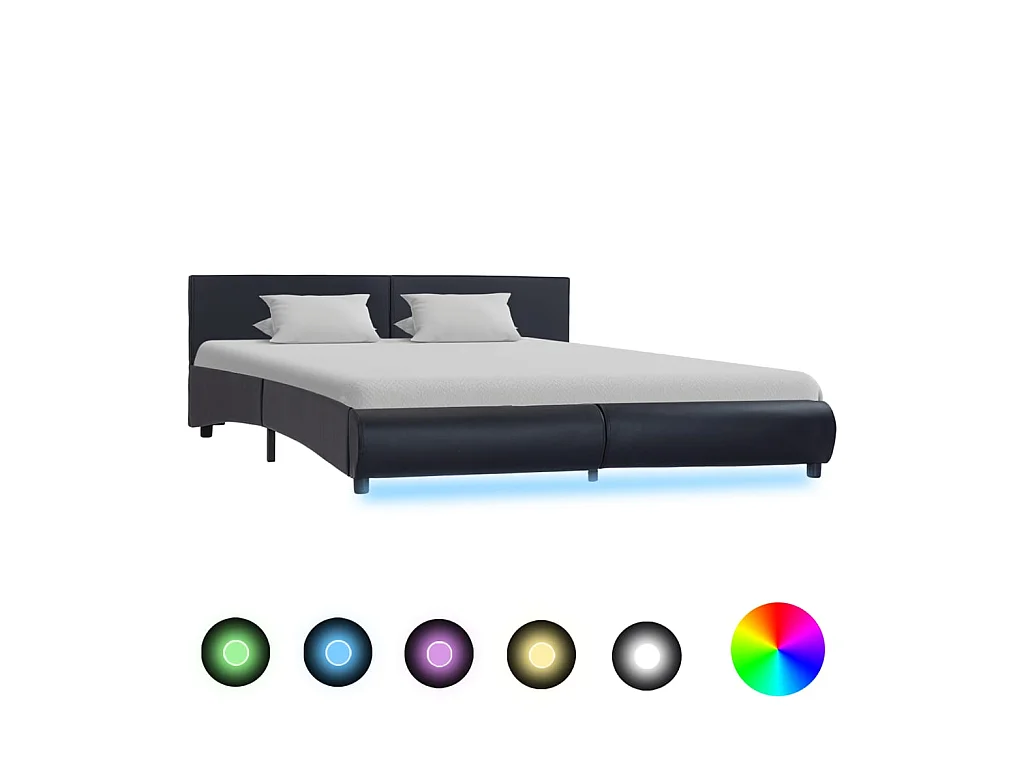 Lit-180x200 cm avec LED Noir Similicuir EGGB65267