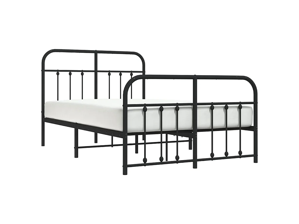 Lit-120x200 cm métal avec tête de lit/pied de lit noir EGGB96834