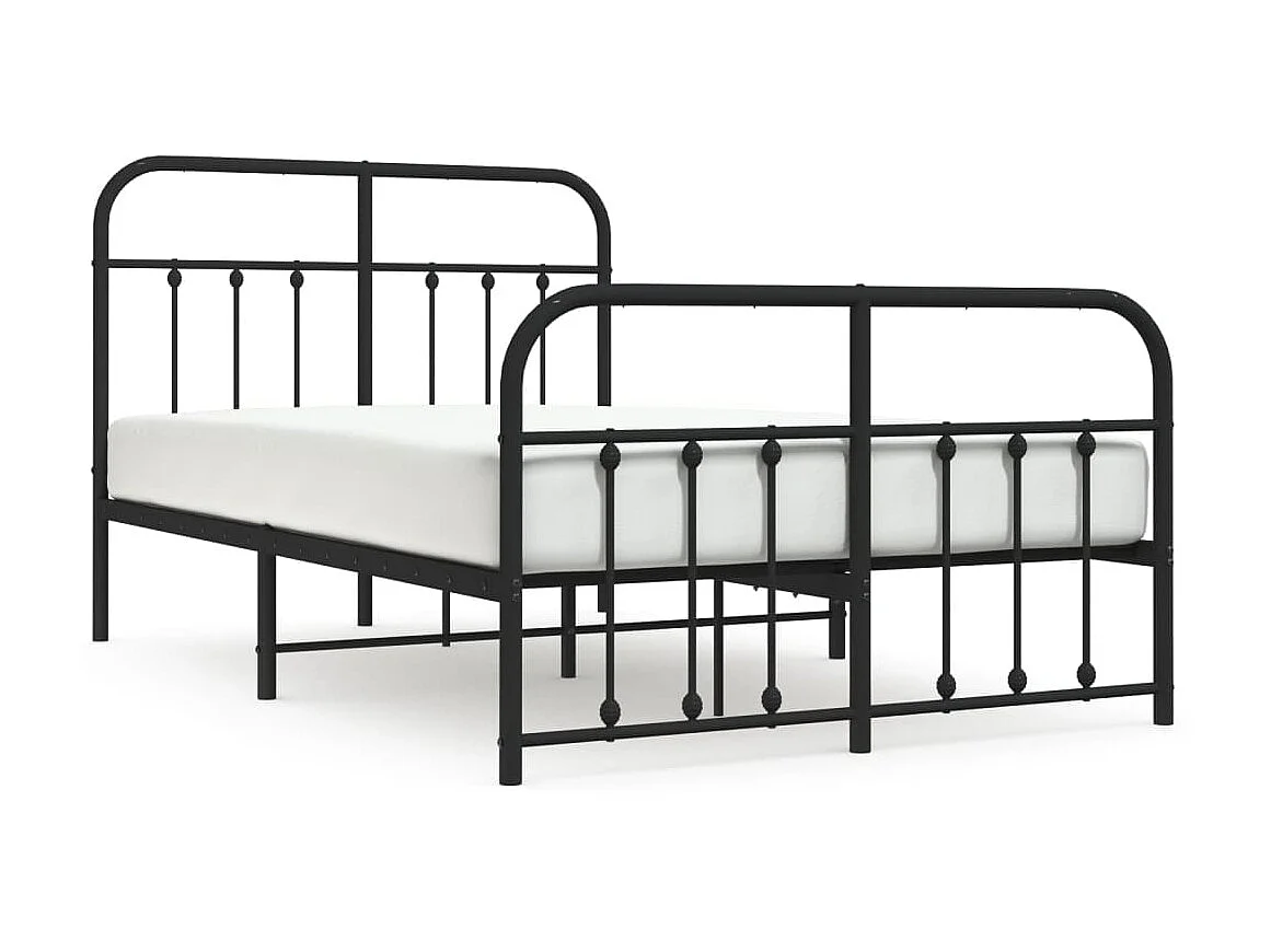 Lit-120x200 cm métal avec tête de lit/pied de lit noir EGGB96834