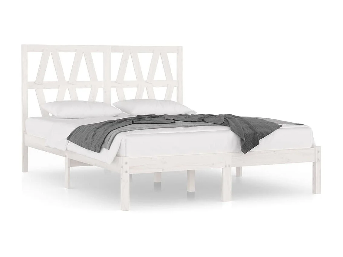 Lit-120x190 cm Blanc Bois de pin massif Petit Double EGGB86273