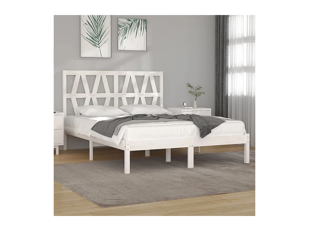 Bedframe massief grenenhout wit 120x190 cm NL94637