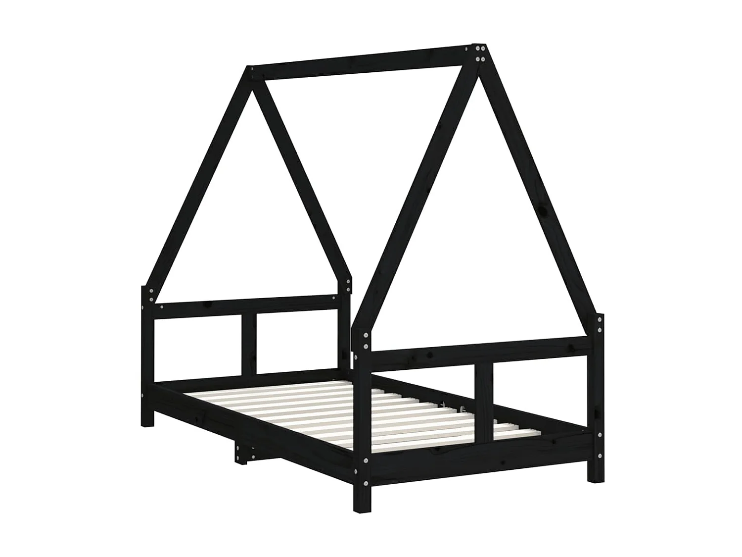 Cama infantil 80x160 cm pinho maciço preto PT693082