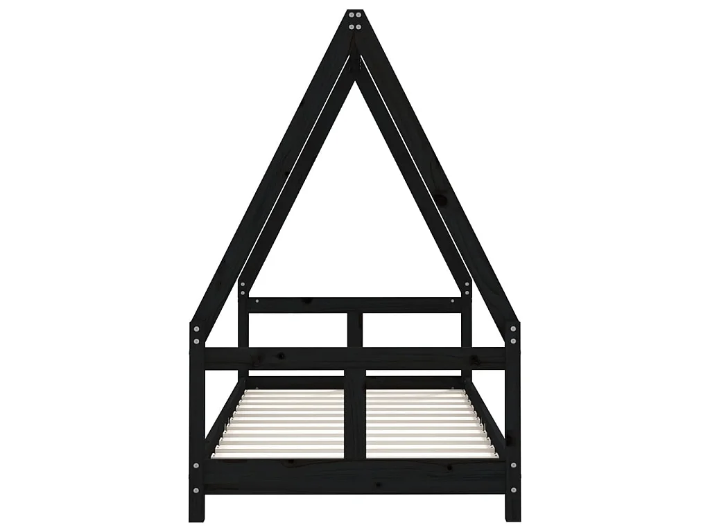 Cama infantil 80x160 cm pinho maciço preto PT693082