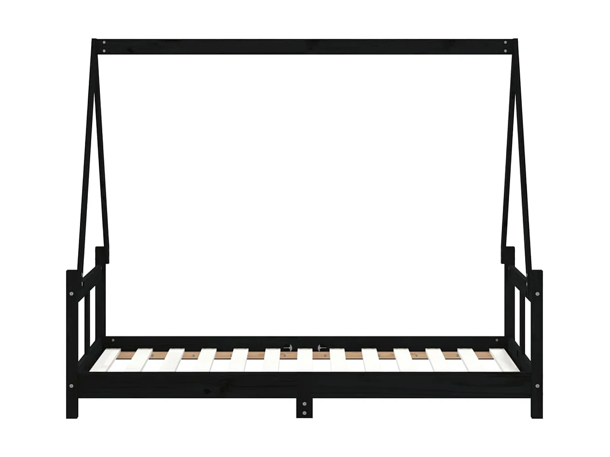 Kinderbedframe 80x160 cm massief grenenhout zwart NL48947