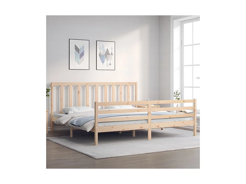 Lit-200x200 cm avec tête de lit bois massif EGGB89099