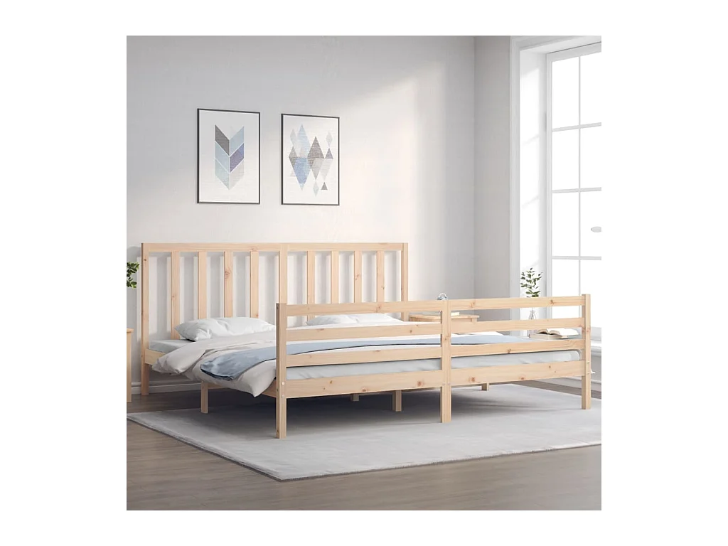 Lit-200x200 cm avec tête de lit bois massif EGGB89099