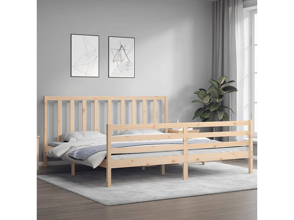 Lit-200x200 cm avec tête de lit bois massif EGGB89099