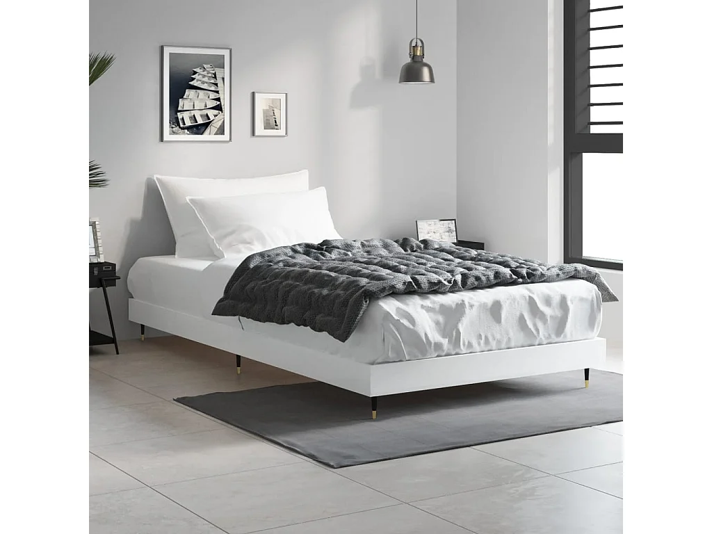 Lit-90x200 cm blanc bois d'ingénierie EGGB58324