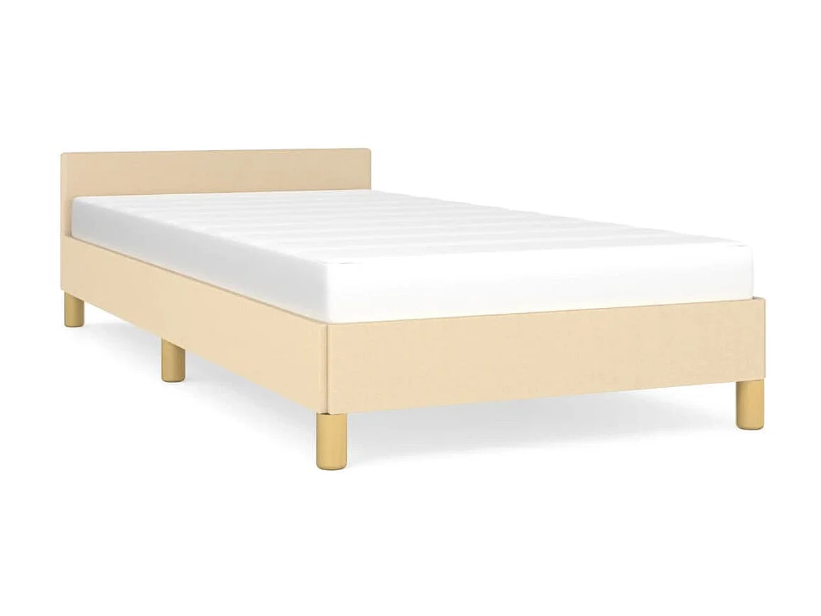 Bedframe met hoofdeinde stof crèmekleurig 90x190 cm NL89738