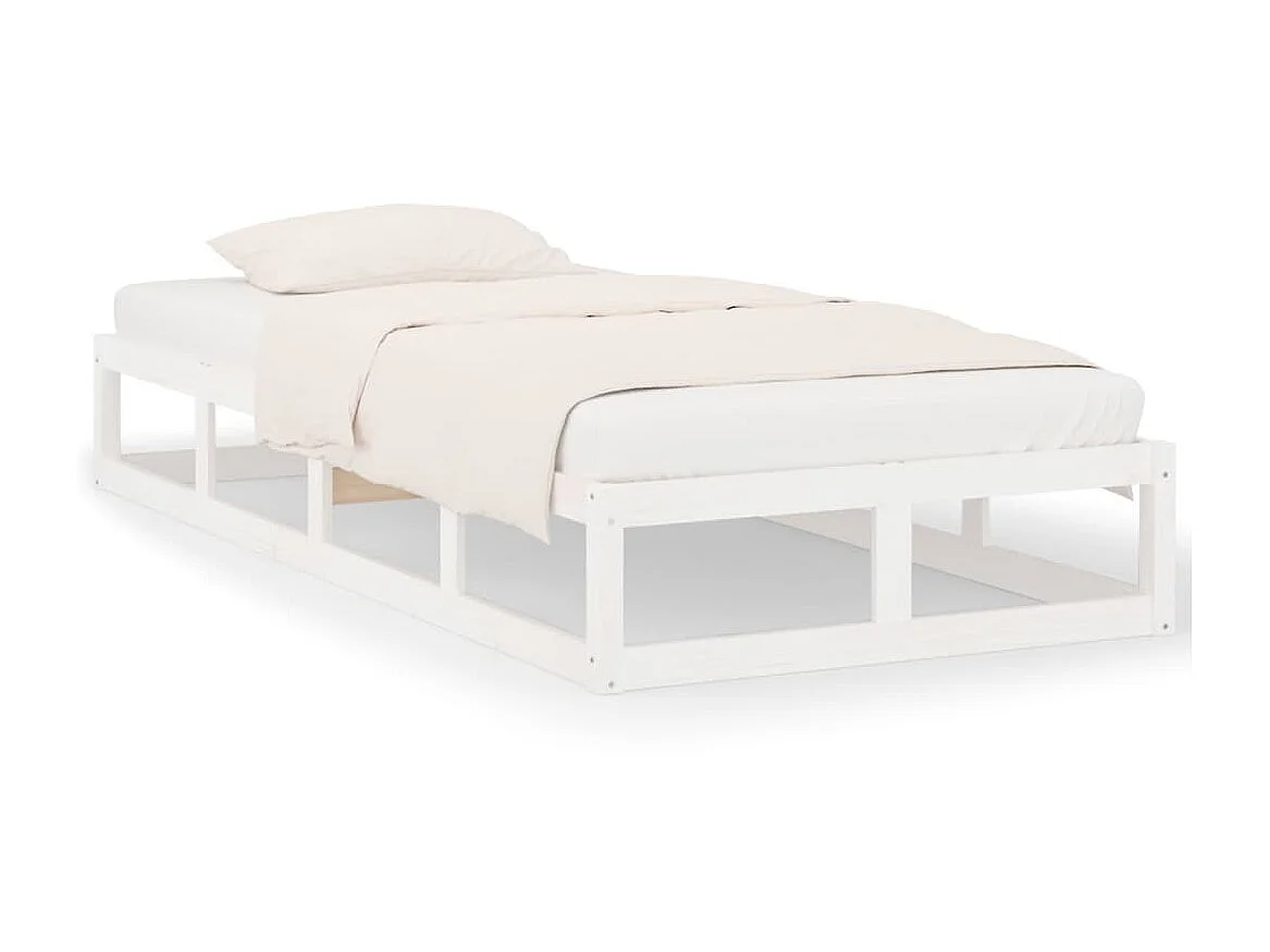 Cama 90x200 cm madeira maciça branco PT365941