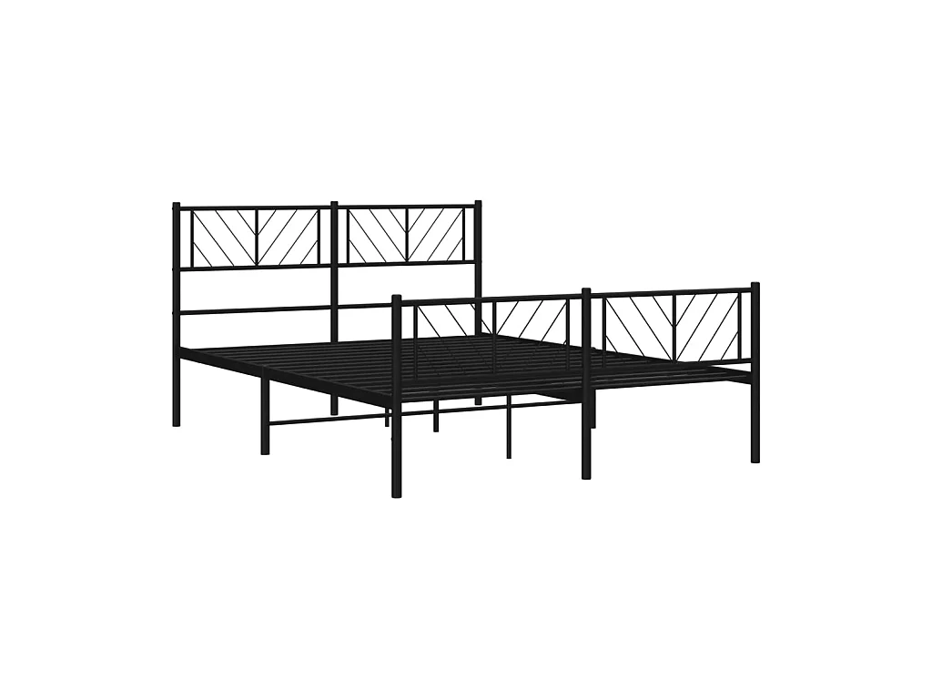 Lit-160x200 cm métal avec tête de lit/pied de lit noir EGGB54405
