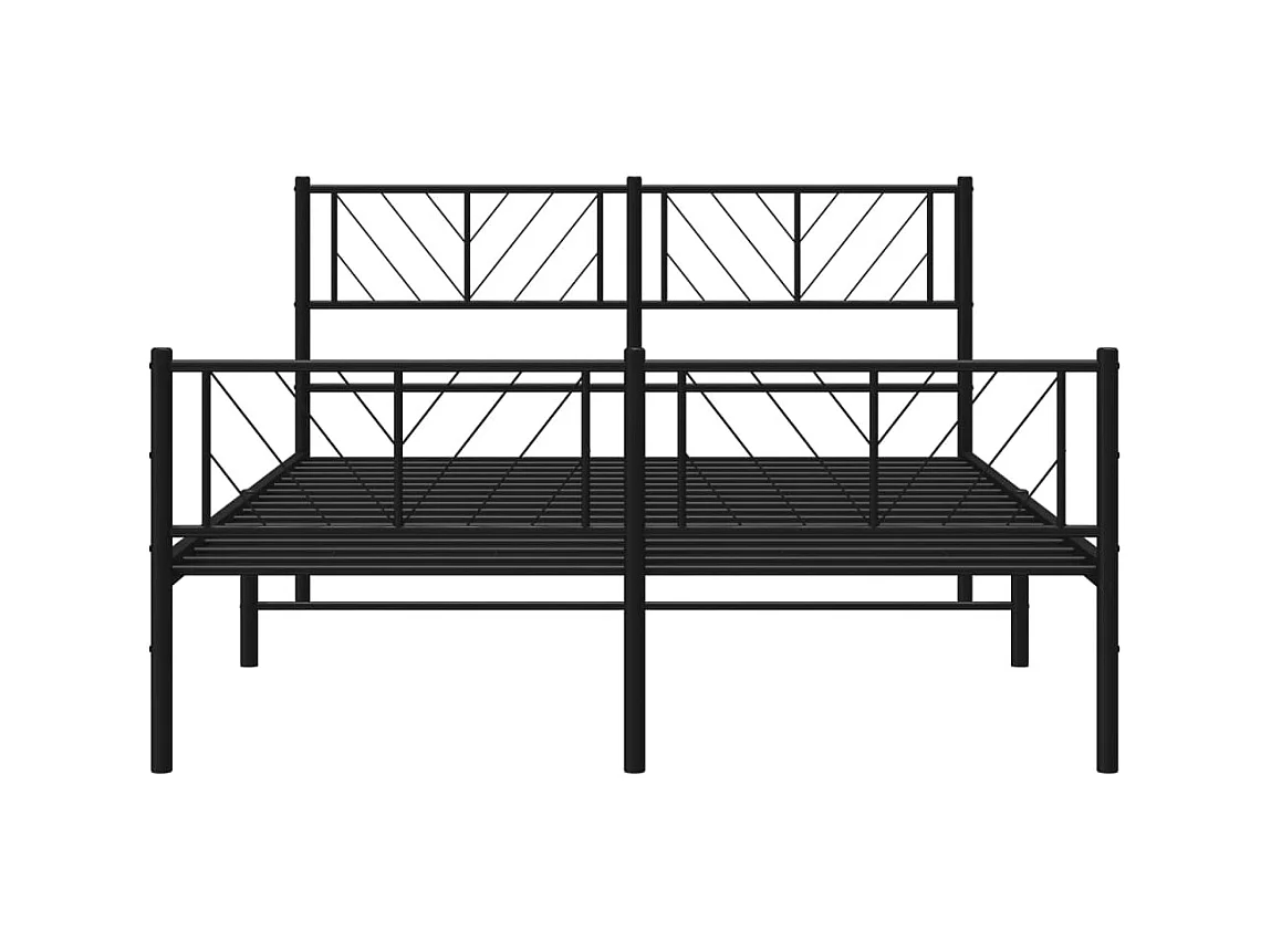 Lit-160x200 cm métal avec tête de lit/pied de lit noir EGGB54405
